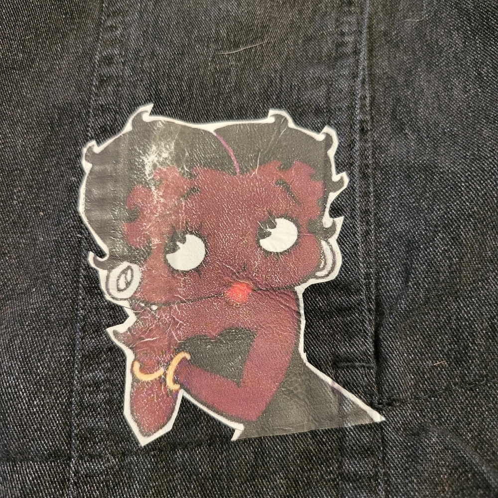 Vintage Liz Claiborne Reworked "Black Betty Boop" Denim Jacket - Picture 10 of 16